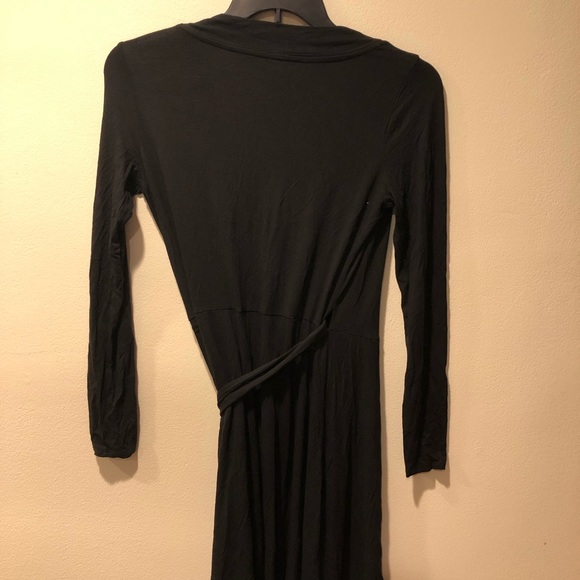 Banana Republic brand black cotton blend long sleeved true wrap dress, size XS - Picture 5 of 8